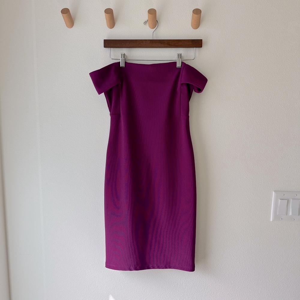 Forever 21 Bodycon Mini Dress, Off-the-Shoulder | Fitted Dress | Purple | Small